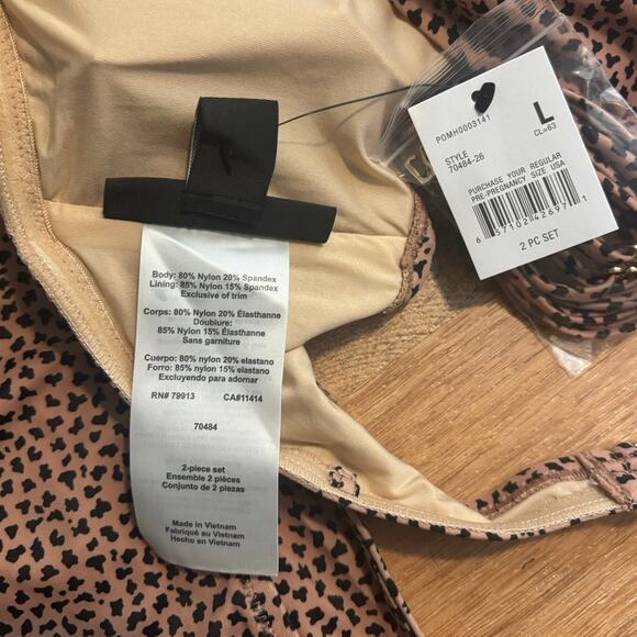 NWT A Pea In The Pod Maternity Cheetah Convertible Two Piece Swimsuit Size L - Picture 5 of 7